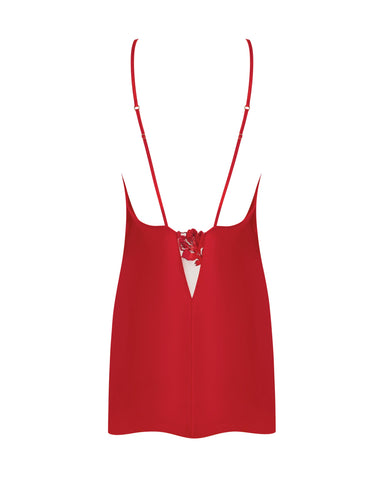 Lavanya Sottoveste in Raso Ricamato Rossa