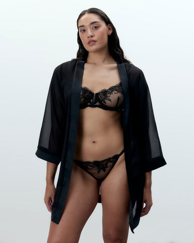 Chiffon Kimono Nero