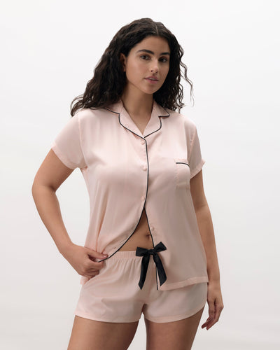Abigail Set Camicia e Short Rosa Chiaro/Nero