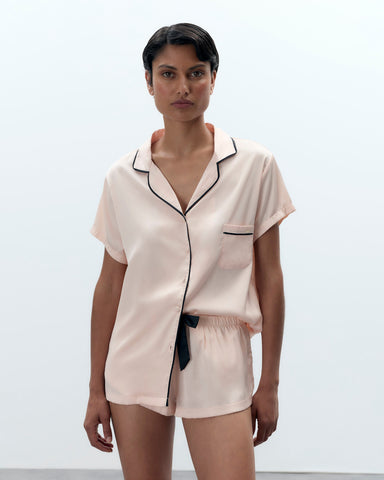 Abigail Set Camicia e Short Rosa Chiaro/Nero