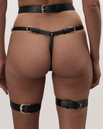 Lotus Reggicalze in Ecopelle Nero/Oro