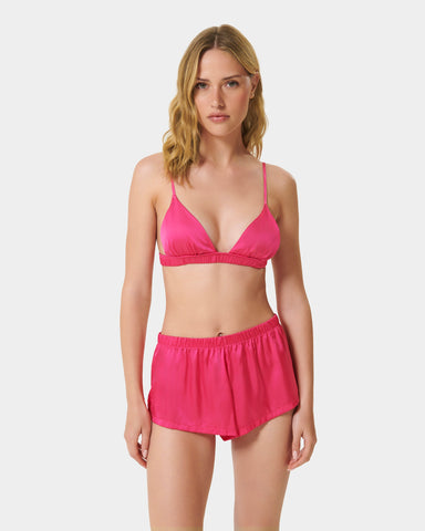 Saskia Set Reggiseno Morbido e Short in Raso Luxe Fucsia