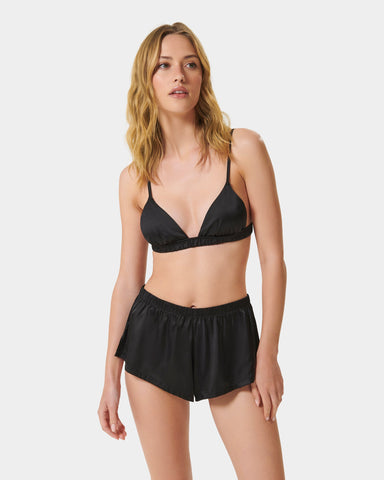 Saskia Set Reggiseno Morbido e Short in Raso Luxe Nero