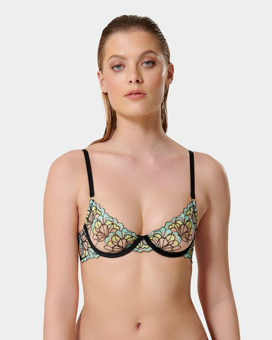 Serena Reggiseno con Ferretto Verde Menta/Giallo Limone/Nero