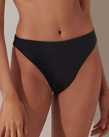 Lucerne Slip Bikini a Vita Alta Nero