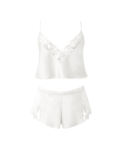 Leonora Set Top e Short in Raso Luxe Bianco/Trasparente