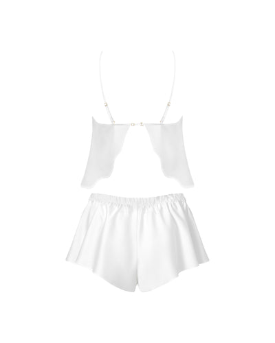 Leonora Set Top e Short in Raso Luxe Bianco/Trasparente