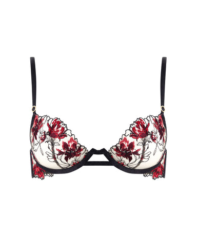 Calista Reggiseno Floreale Nero/Ciliegia