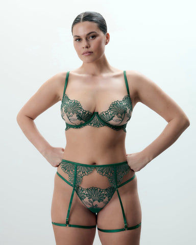 Amaris Harness da Coscia con Reggicalze Verde/Trasparente