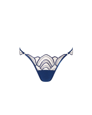 Soraya Slip Ricamato Blu/Trasparente