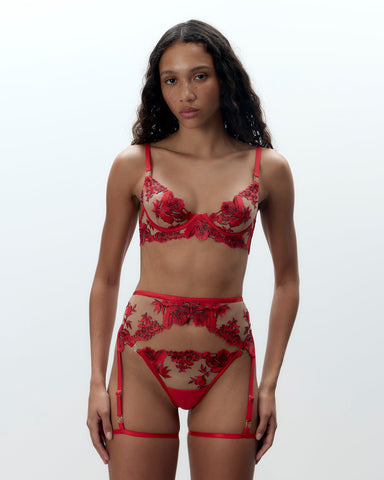 Lavanya Harness da Coscia con Reggicalze Rossa