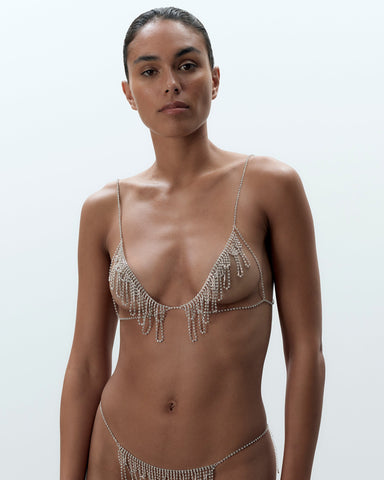 Estelle Reggiseno Aperto con Gemme Argento