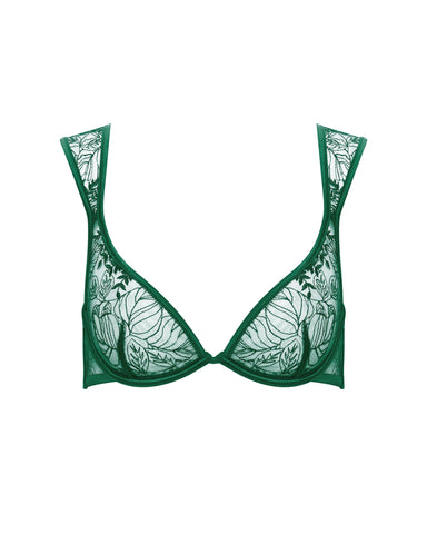 Seraphim Reggiseno Ricamato Verde/Trasparente