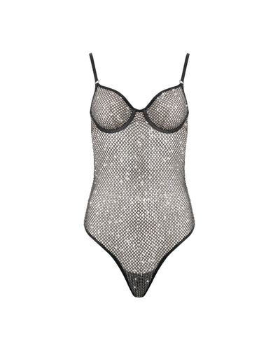Noor Body in Mesh Trasparente/Nero