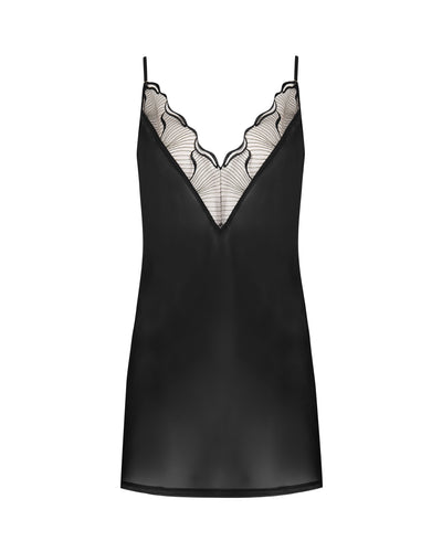 Marabel Sottoveste in Chiffon Trasparente/Nera