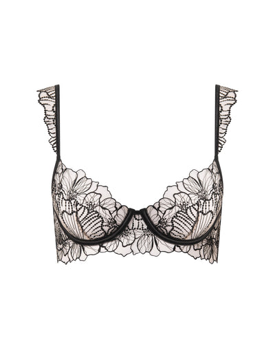 Amarosa Reggiseno Ricamato Floreale Nero