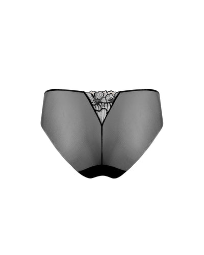 Amarosa Slip a Vita Alta Ricamato Floreale Nero