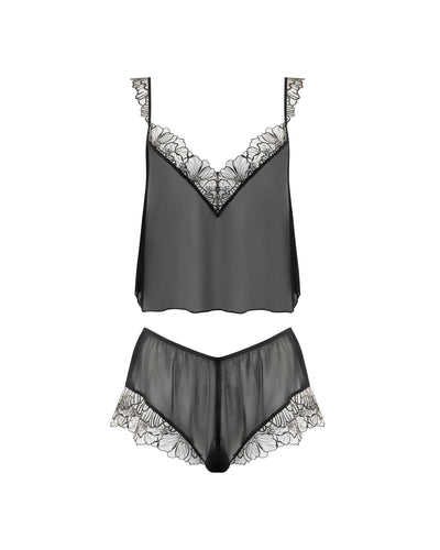 Amarosa Set Top e Shorts Trasparente Nero