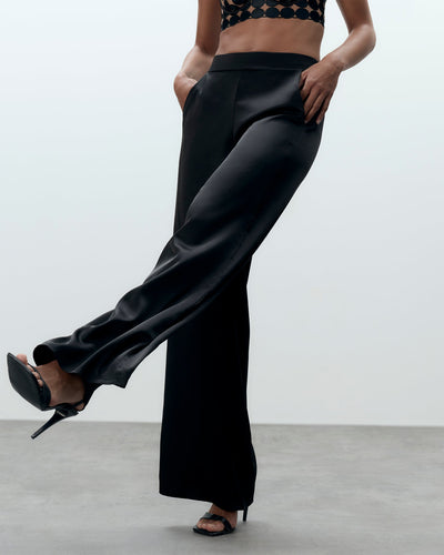 Presley Pantaloni Svasati in Raso di Lusso