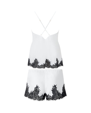 Anastasia Set Top e Shorts in Raso di Lusso Avorio/Nero