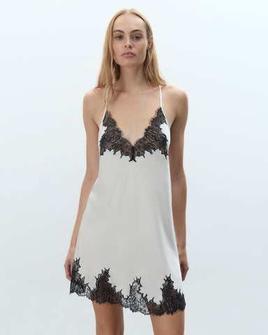 Anastasia Sottoveste in Raso di Lusso Avorio/Nero