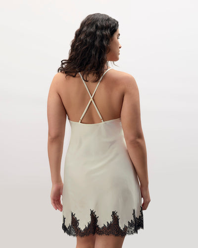 Anastasia Sottoveste in Raso di Lusso Avorio/Nero