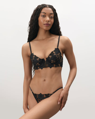 Alara Slip Floreale Aperto Nero