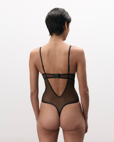 Alara Body Trasparente Floreale Nero