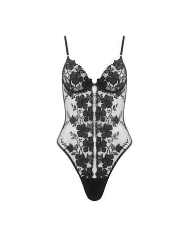Alara Body Trasparente Floreale Nero