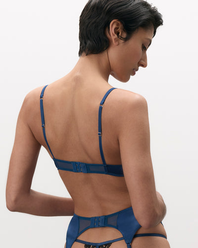 Ida Reggiseno a Coppa Rigida in Satin di Lusso Blu/Nero