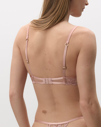 Rosina Reggiseno Trasparente Ricamato Rosa Antico