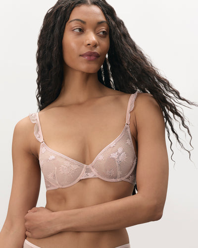 Lisa Reggiseno Trasparente Ricamato Rosa