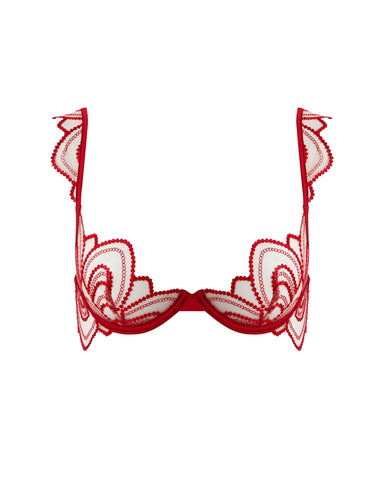 Soraya Reggiseno Trasparente Ricamato Rosso