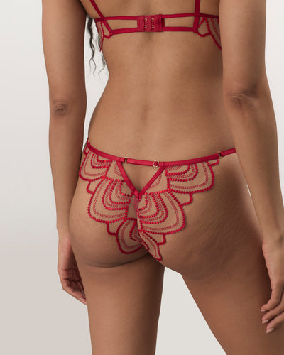 Soraya Slip Trasparente Ricamato Rosso