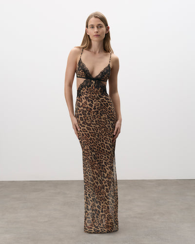 Julianne Sottoveste Lunga Leopardata/Nera
